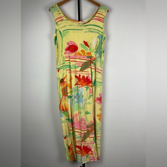 Jams World Dresses & Skirts - JAMS WORLD Yellow Parrot Bird Floral Tropical Art to Wear Maxi Dress